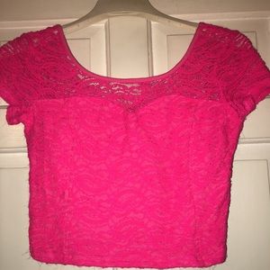 NWT Super Cute Pink Lace Crop Top